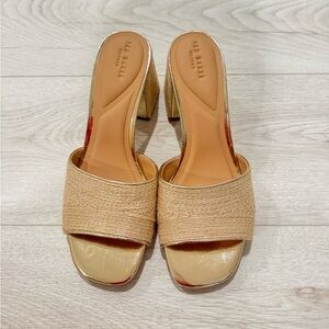 Ted Baker Gold Jute Chloe Block Heel 
Tan Woven Heeled Sandals